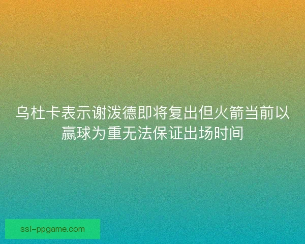 乌杜卡表示谢泼德即将复出但火箭当前以赢球为重无法保证出场时间